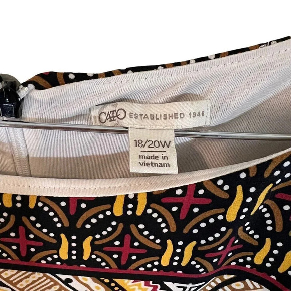 Cato Midi Dress Plus Size 18/20W Jersey Stretch Multi Pattern Tribal Sleeveless - Picture 8 of 8